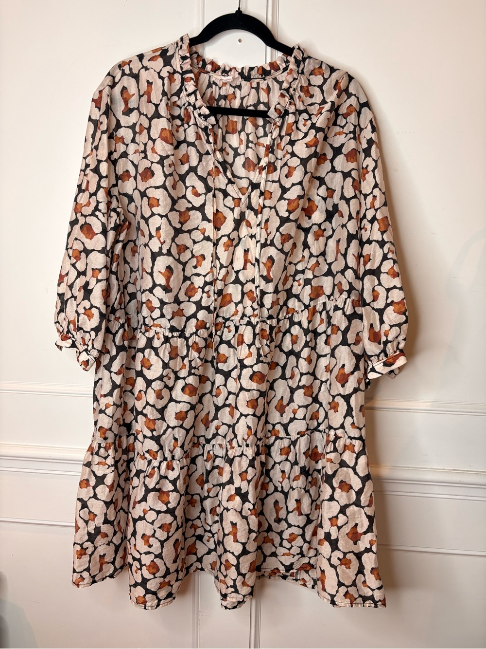 Hudson North dress Cream and Rust Printed Tiered Dress size Lg